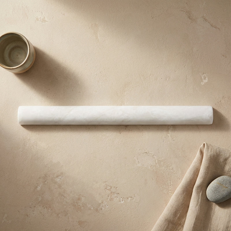 Thassos White (Greek) Marble 3/4x12 Polished Tile Bullnose Liner