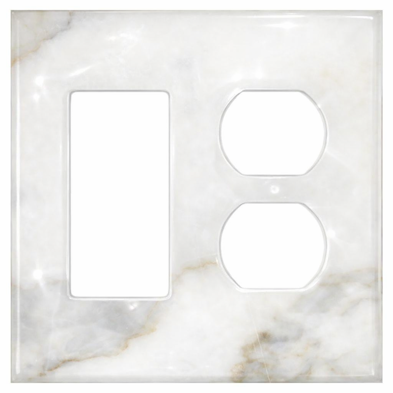 Calacatta Gold Switch Plate Covers 4-1/2x4 1/2 Polished Plate Cover ROCKER - DUPLEX