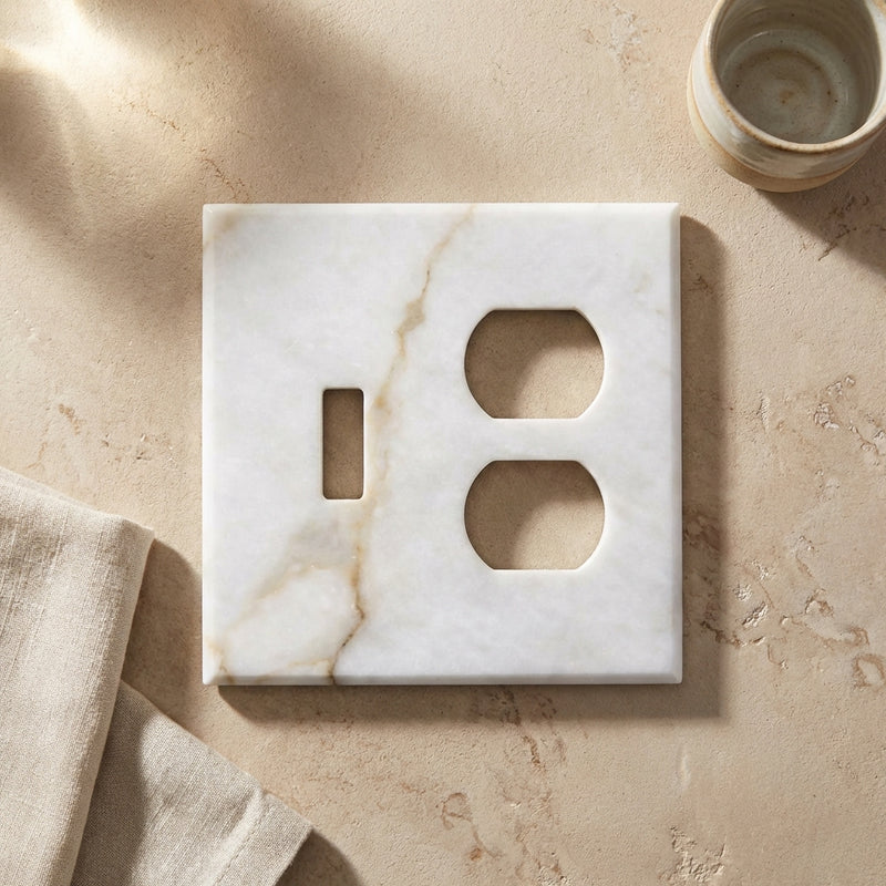 Calacatta Gold Switch Plate Covers 4-1/2x4 1/2 Polished Plate Cover TOGGLE - DUPLEX