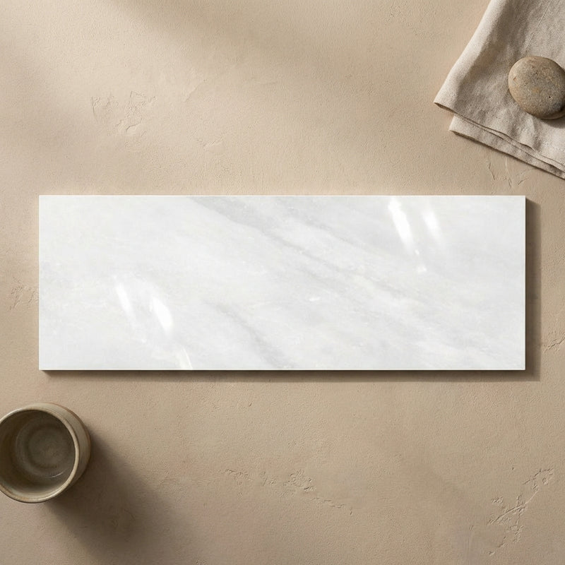 Oriental White (Asian Statuary) Marble 4x12 Polished Tile