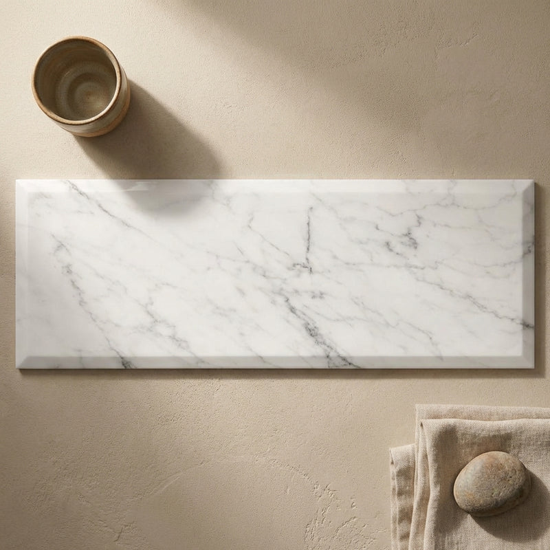 Oriental White (Asian Statuary) Marble 4x12 Polished Tile