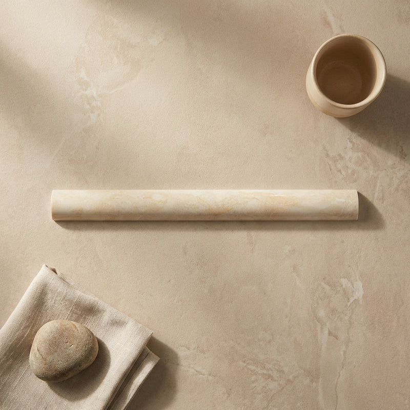 Crema Marfil (Spanish) Marble 1x12 Cream Polished Tile Quarter-Round Trim