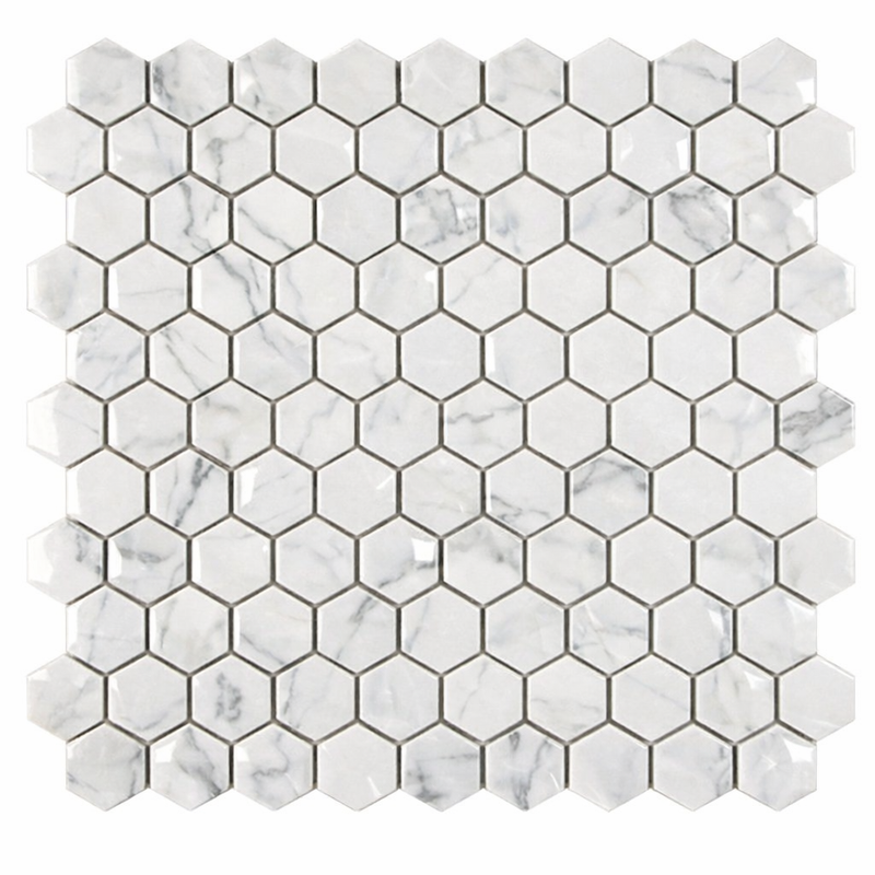 Carrara White (Italian) Marble 1x1 Polished Mosaic