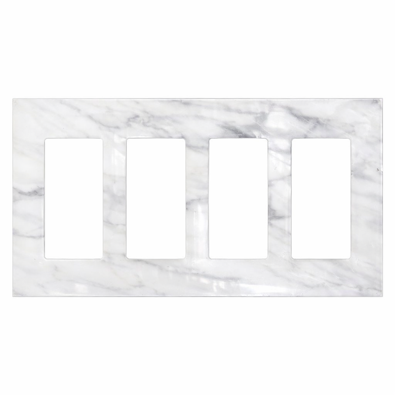 Bianco Carrara Switch Plate Covers 4-1/2x8 1/4 Polished Plate Cover 4-ROCKER