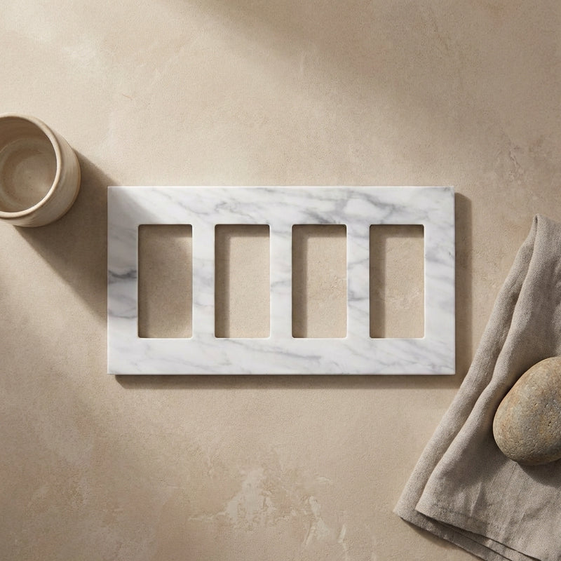 Bianco Carrara Switch Plate Covers 4-1/2x8 1/4 Polished Plate Cover 4-ROCKER