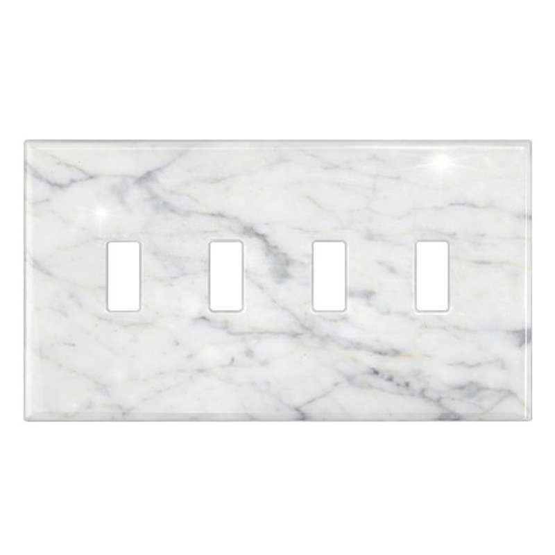 Bianco Carrara Switch Plate Covers 4-1/2x8 1/4 Polished Plate Cover 4-TOGGLE