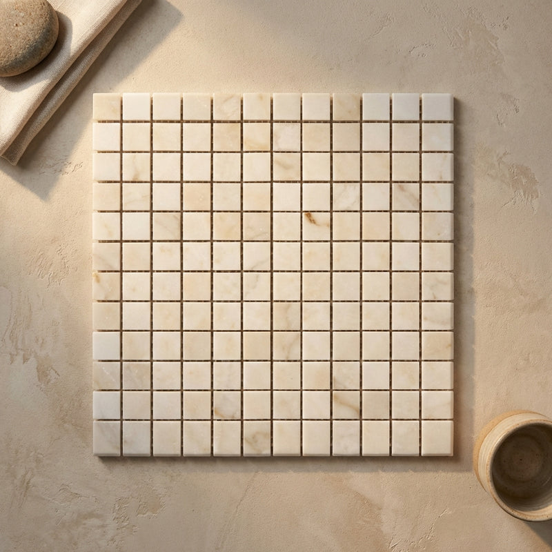 Calacatta Oliva Marble 1x1 Polished Mosaic