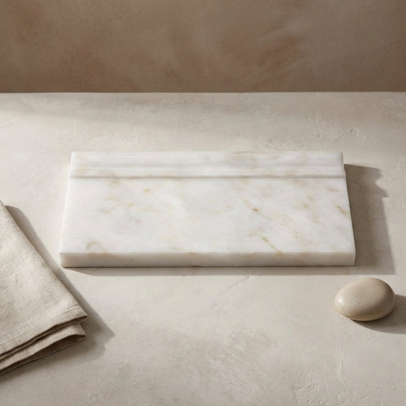 Calacatta Gold (Italian) Marble 4-3/4x12 Polished Tile Baseboard Trim