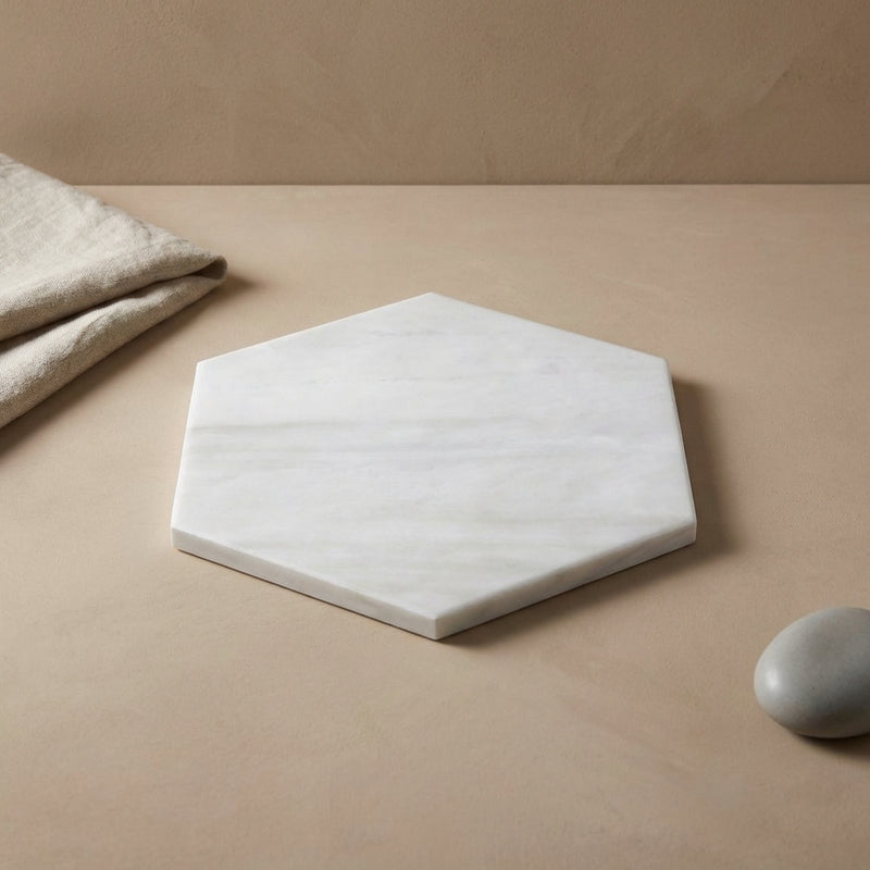 Bianco Dolomiti (White Dolomite) 10x10 Polished Hexagon Mosaic