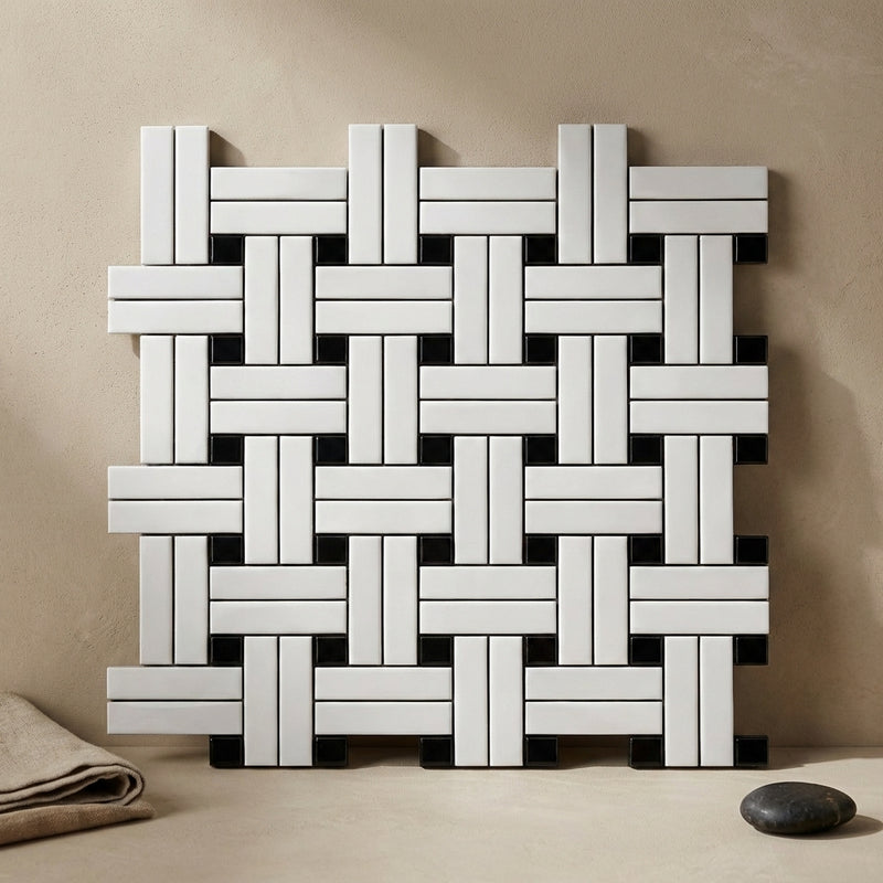 Thassos White (Greek) Marble Polished Tile BIAS Border CORNER (w/ Blue-Gray)