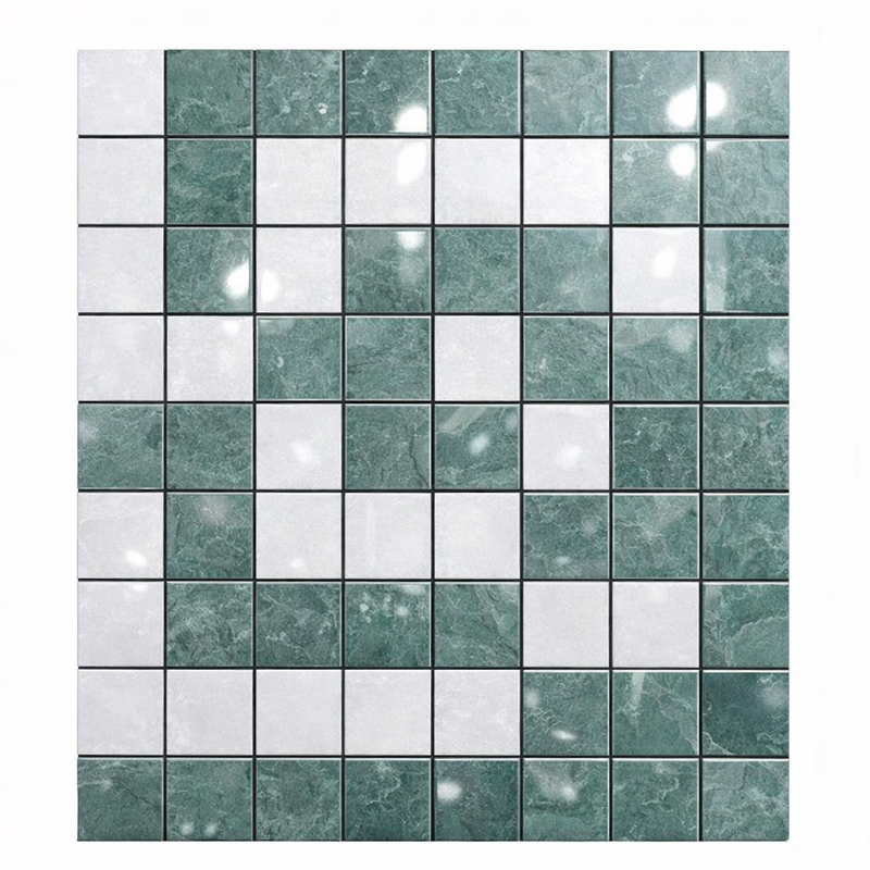 Thassos White (Greek) Marble Polished Tile Greek Key Border CORNER (w/ Black)