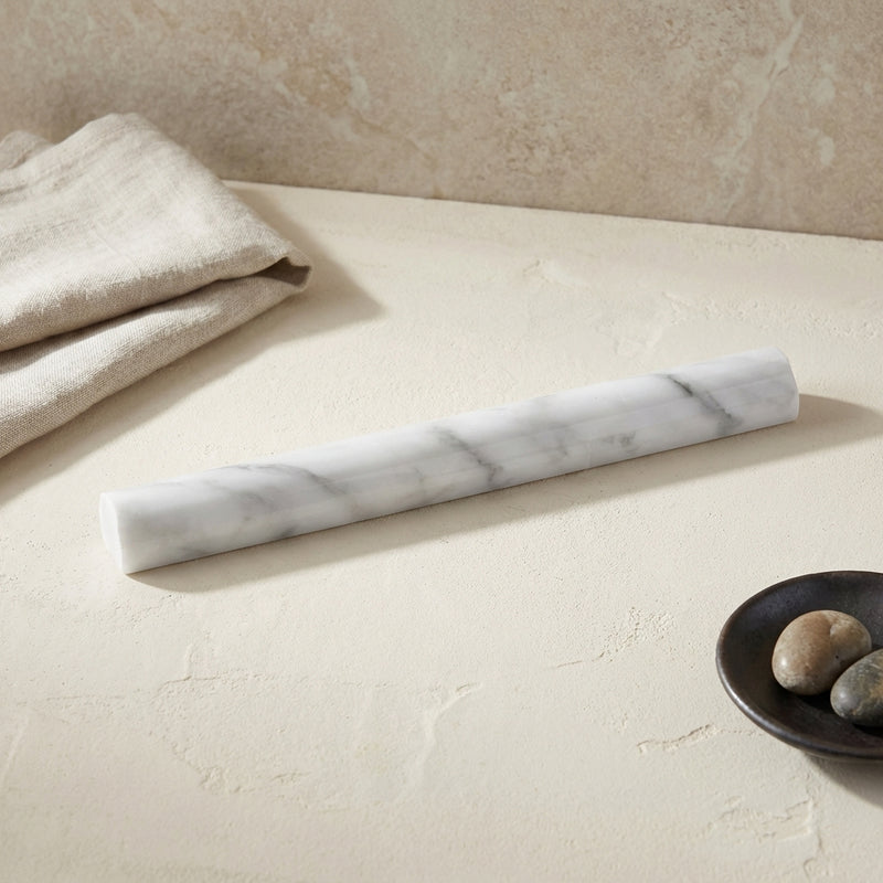 Carrara White (Italian) Marble 1x12 Polished Tile Quarter-Round Trim