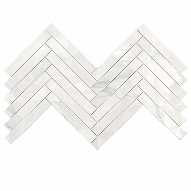 Calacatta Oliva Marble 1x6 Polished Herringbone Mosaic