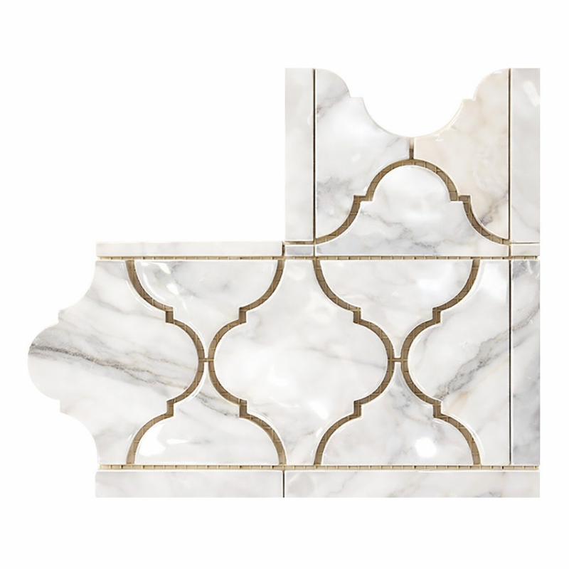 Calacatta Gold (Italian) Marble 3-7/8x11 5/8 Polished Tile Lantern (Luxury) Border Lantern Border