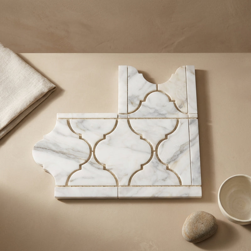 Calacatta Gold (Italian) Marble 3-7/8x11 5/8 Polished Tile Lantern (Luxury) Border Lantern Border