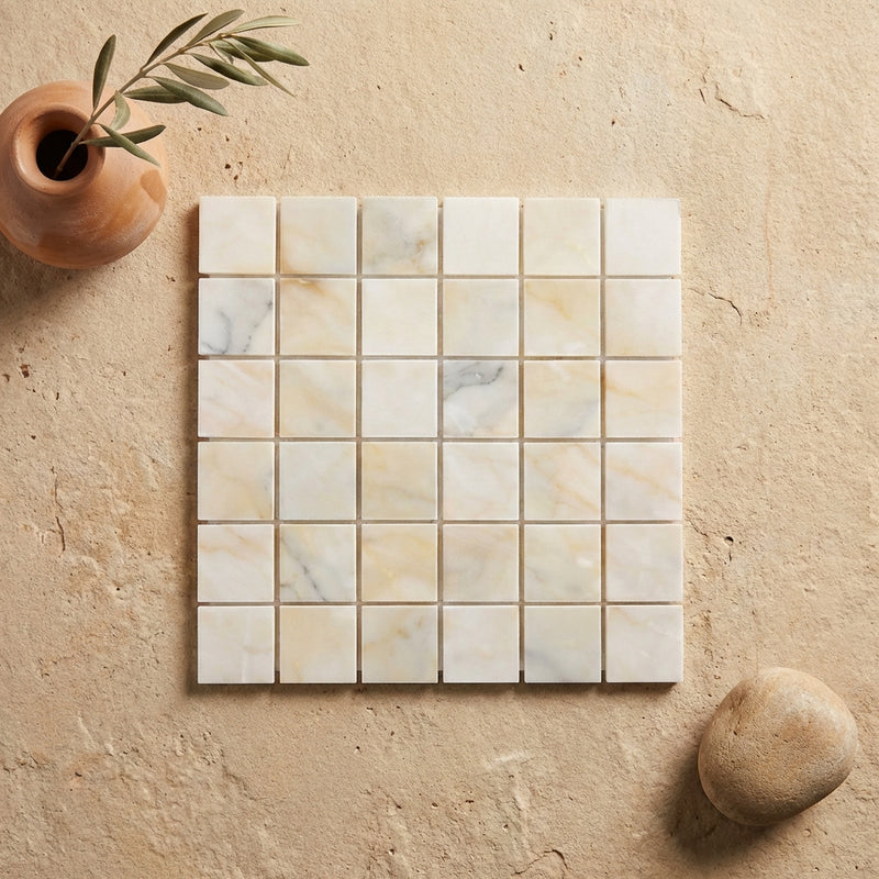Calacatta Oliva Marble 2x2 Polished Mosaic