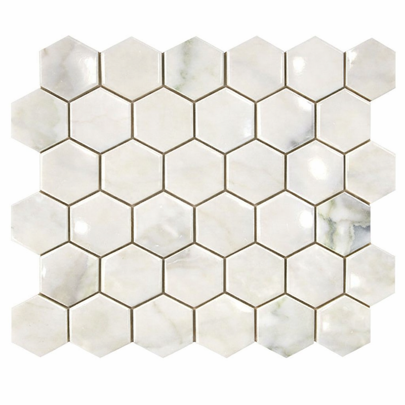 Calacatta Oliva Marble 2x2 Polished Hexagon Mosaic