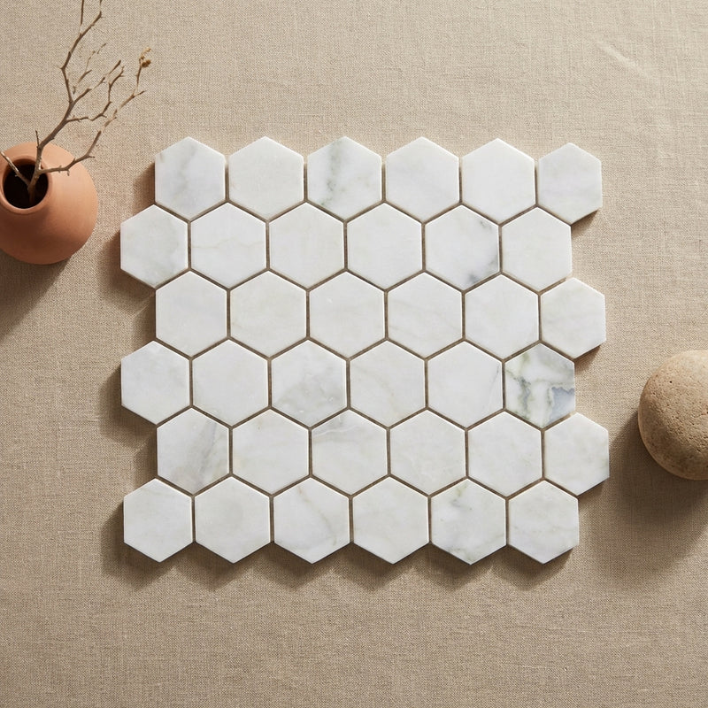 Calacatta Oliva Marble 2x2 Polished Hexagon Mosaic