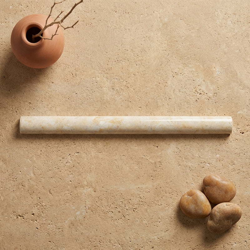 Diano Royal (Queen Beige) Marble 1/2x12 Polished Tile Pencil Liner