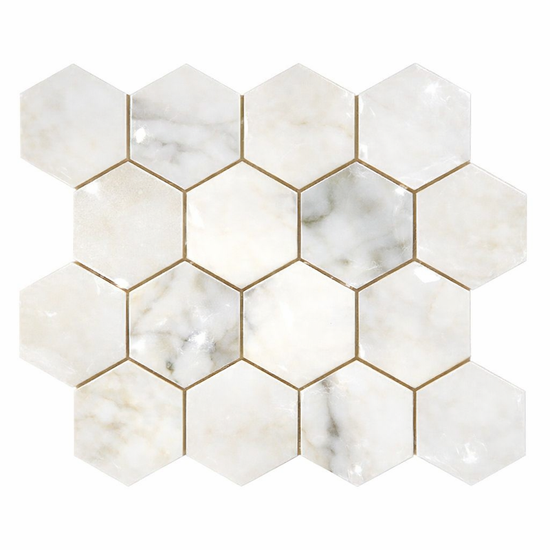 Calacatta Oliva Marble 3x3 Polished Hexagon Mosaic