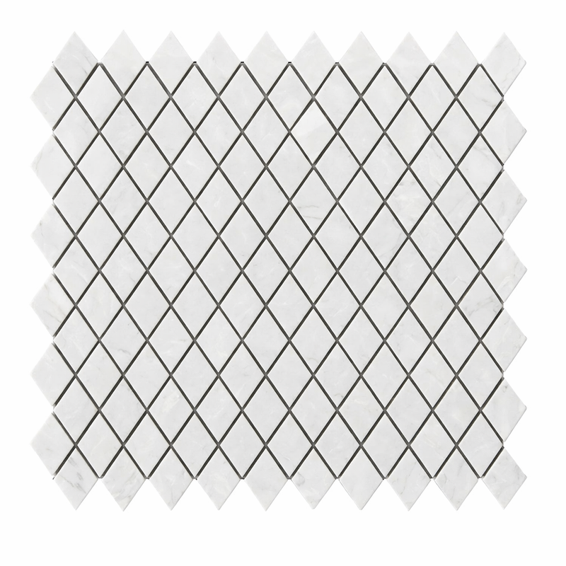 Thassos White (Greek) Marble 1x2 Polished Diamond / Rhomboid Mosaic