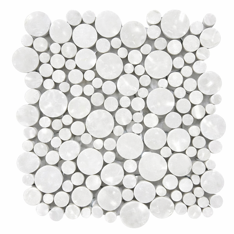 Thassos White (Greek) Marble Polished Bubbles Mosaic