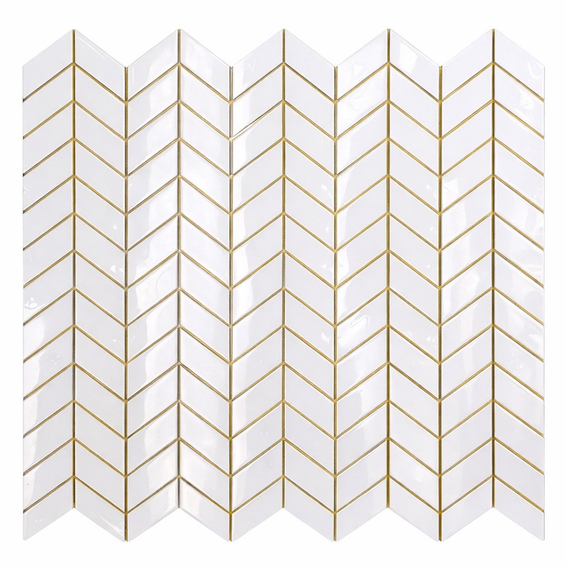 Thassos White (Greek) Marble Polished Chevron Mosaic Chevron (MINI)