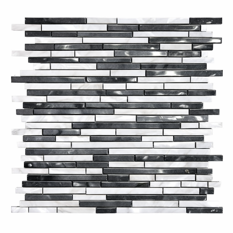 Thassos White (Greek) Marble Polished Bamboo Sticks Mosaic Bamboo Sticks (Thassos + Carrara + Blue-Gray) Mosaic