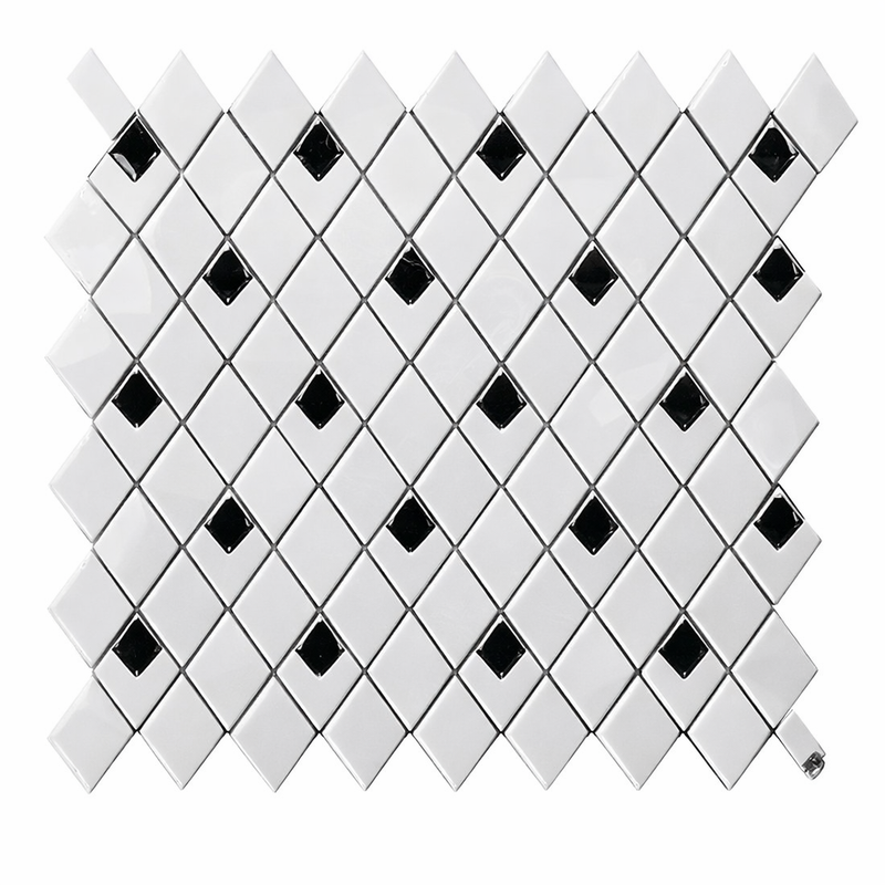 Thassos White (Greek) Marble Polished Mosaic Lattice (Thassos White + Black)