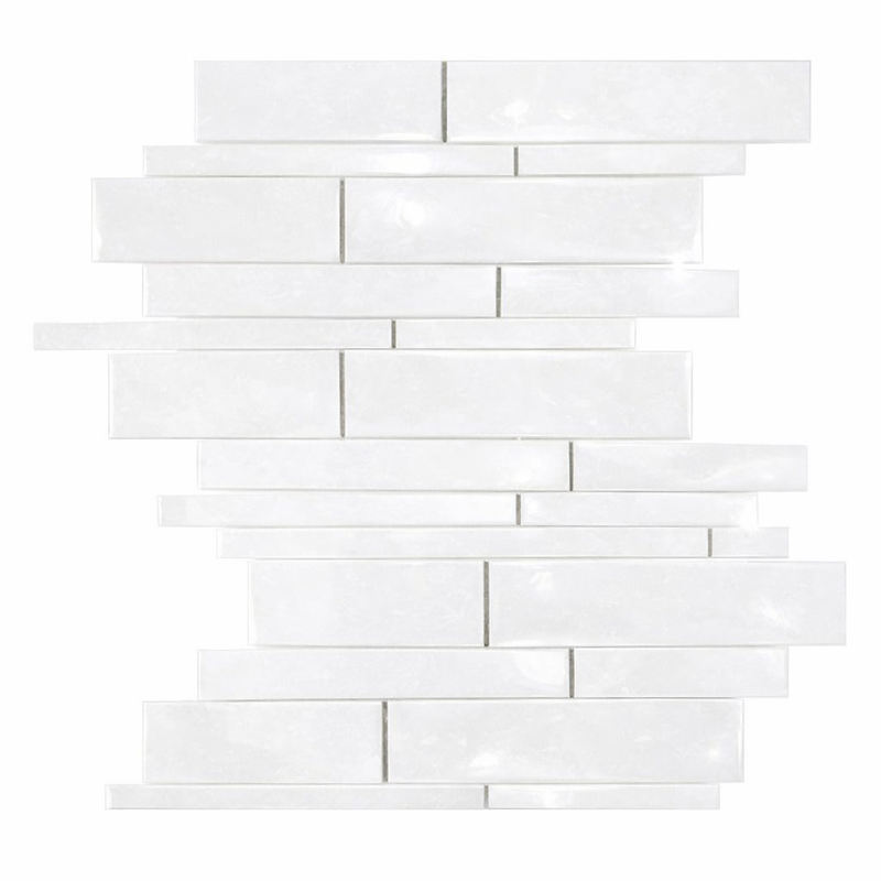 Thassos White (Greek) Marble Polished Manhattan Mosaic Manhattan (Random-Strip) Mosaic