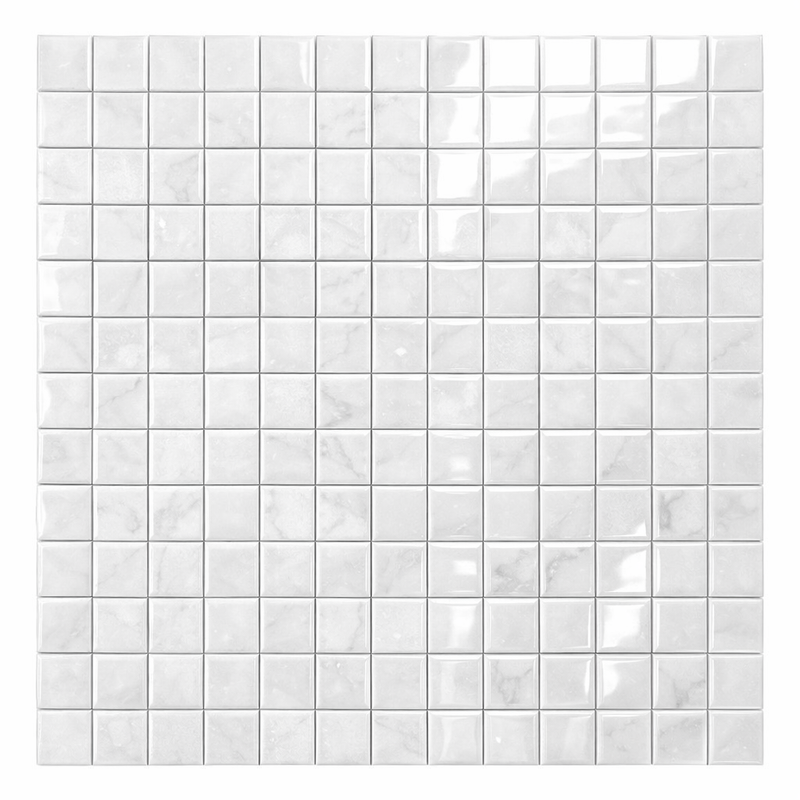 Thassos White (Greek) Marble Polished 3-D Small-Bread Mosaic
