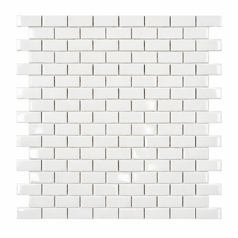 Thassos White (Greek) Marble 5/8x1 1/4 Polished Brick Joint Mosaic Mini-Brick Mosaic
