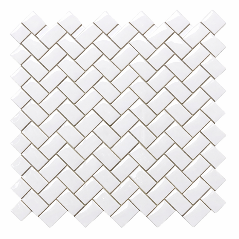 Thassos White (Greek) Marble 5/8x1 1/4 Polished Herringbone Mosaic Herringbone (Mini) Mosaic
