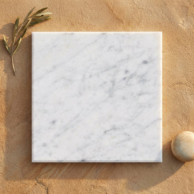 Carrara White (Italian) Marble 12x12 Polished Tile