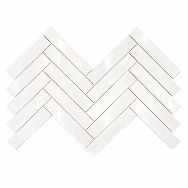 Bianco Dolomiti (White Dolomite) 1x6 Polished Herringbone Mosaic