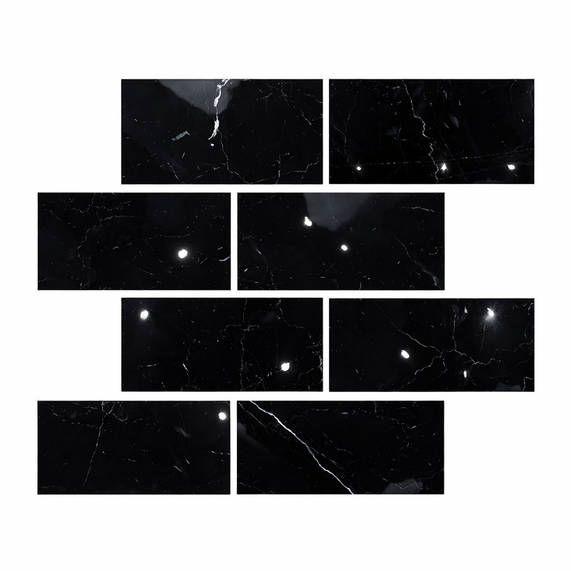 Nero Marquina (Black) Marble 3x6 Polished Tile