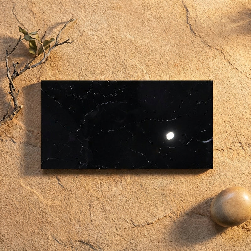 Nero Marquina (Black) Marble 3x6 Polished Tile