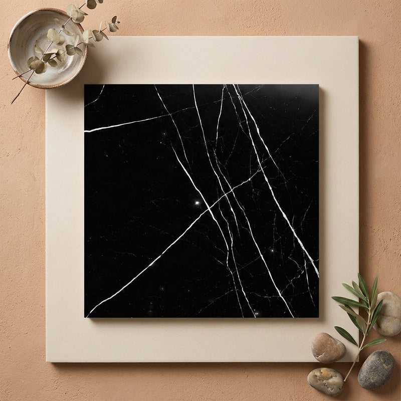 Nero Marquina (Black) Marble 24x24 Polished Tile
