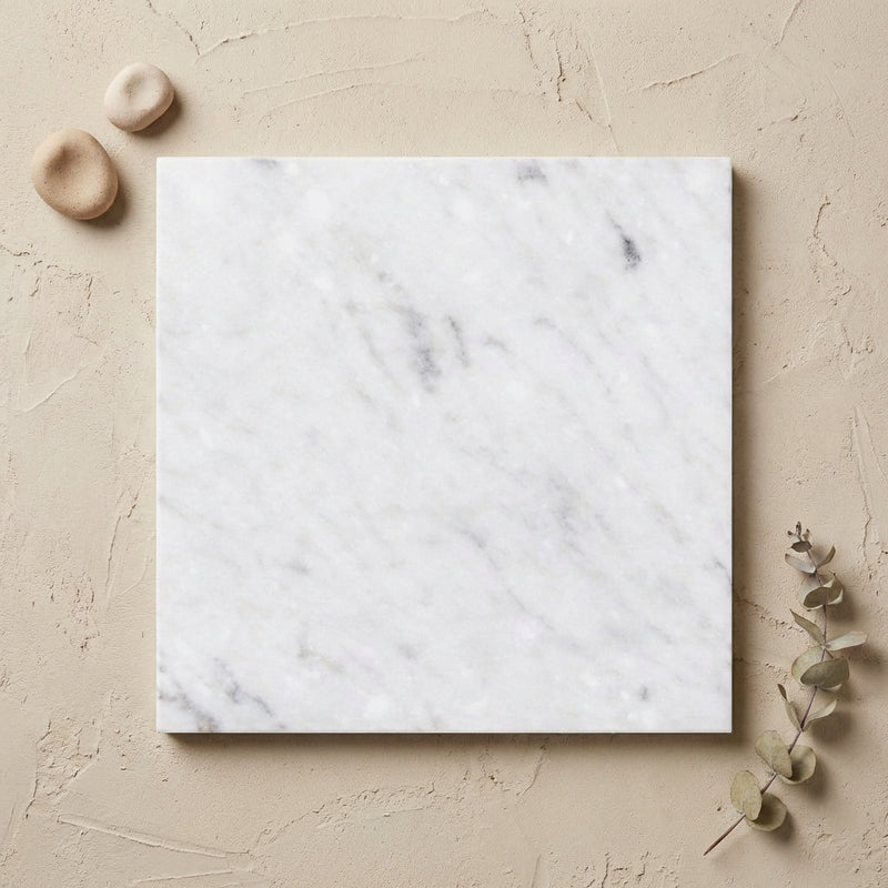 Oriental White (Asian Statuary) Marble 6x6 Polished Tile