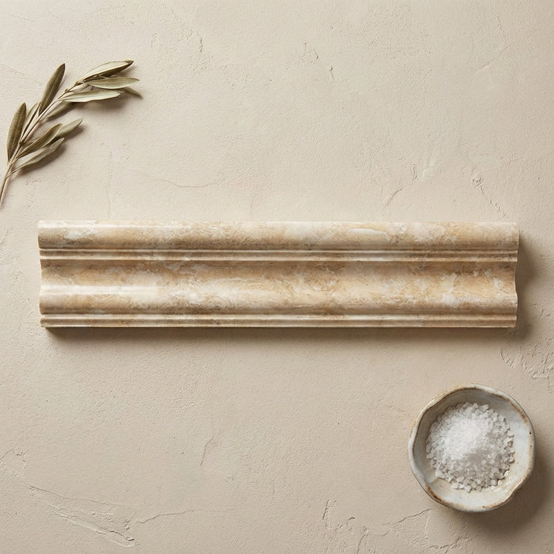 Diano Royal (Queen Beige) Marble 2x12 Polished Tile Milano Molding
