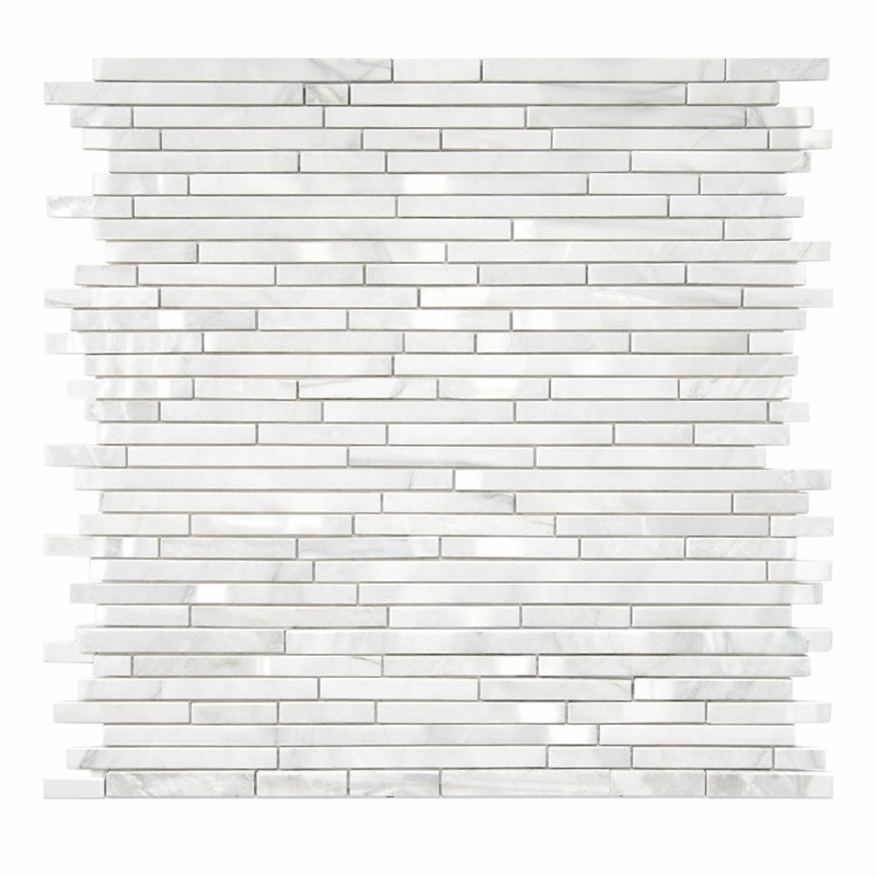 Carrara White (Italian) Marble Polished Bamboo Sticks Mosaic Bamboo Sticks (Single-Color: Carrara) Mosaic