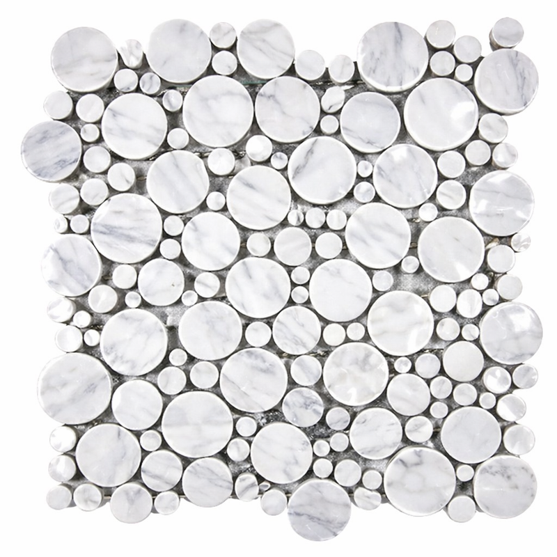 Carrara White (Italian) Marble Polished Bubbles Mosaic