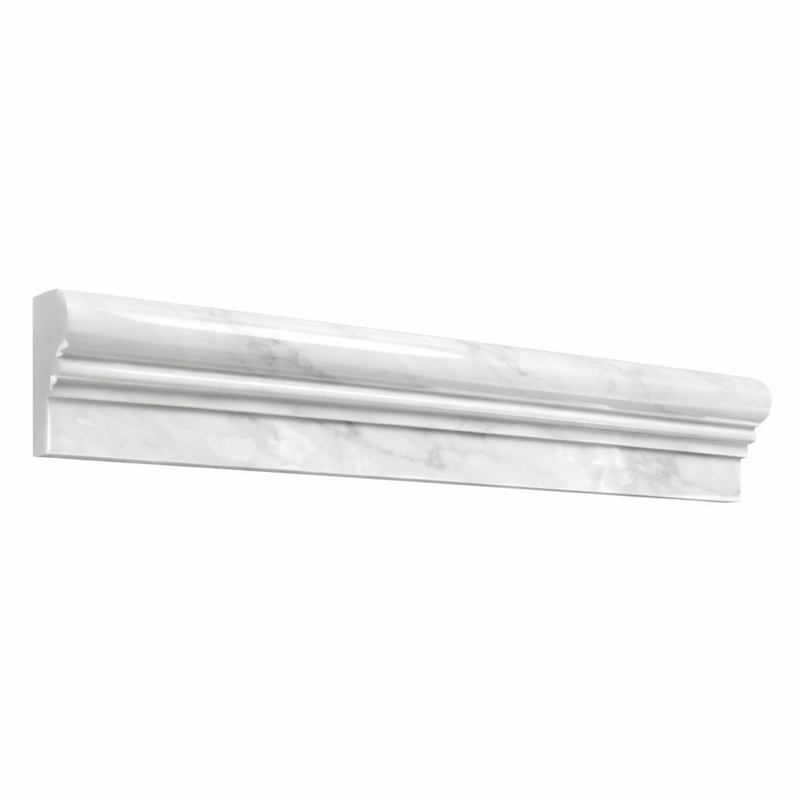 Oriental White (Asian Statuary) Marble 2x12 Polished Tile OG-1 (Single-step Chair Rail Trim)