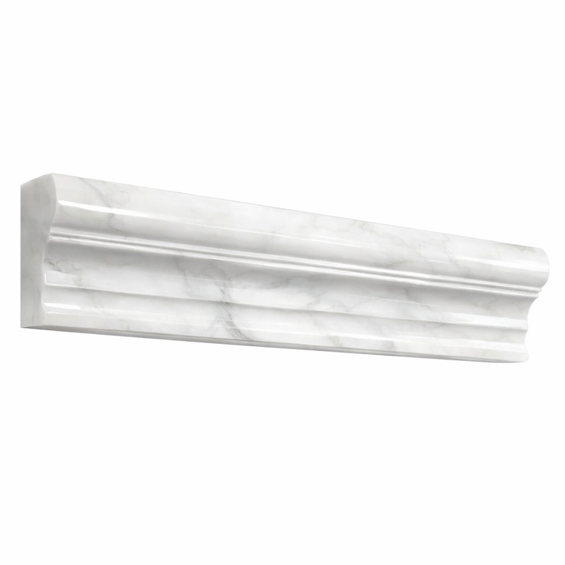 Oriental White (Asian Statuary) Marble 2x12 Polished Tile Crown (Mercer) Molding Crown Molding