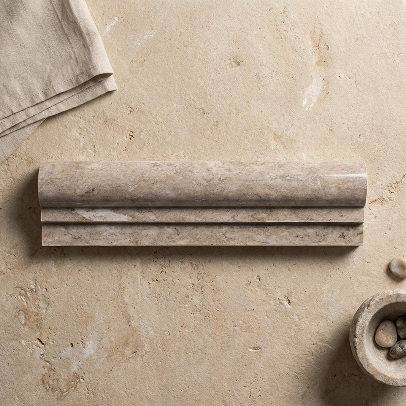 Tundra Gray Marble 2x12 Polished Tile OG-1 (Single-step Chair Rail Trim)