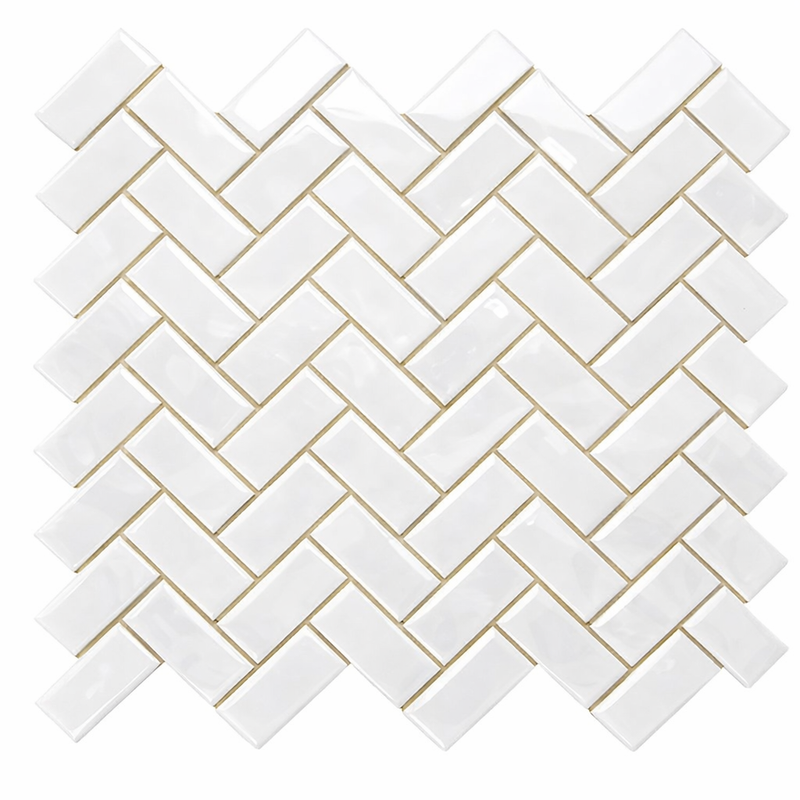 Bianco Dolomiti (White Dolomite) 1x2 Polished Herringbone Mosaic