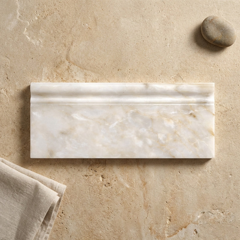 Calacatta Oliva Marble 4-3/4x12 Polished Tile Baseboard Trim