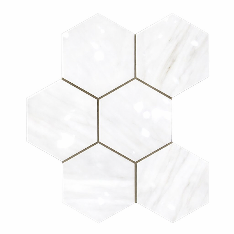 Bianco Dolomiti (White Dolomite) 4x4 Polished Hexagon Mosaic