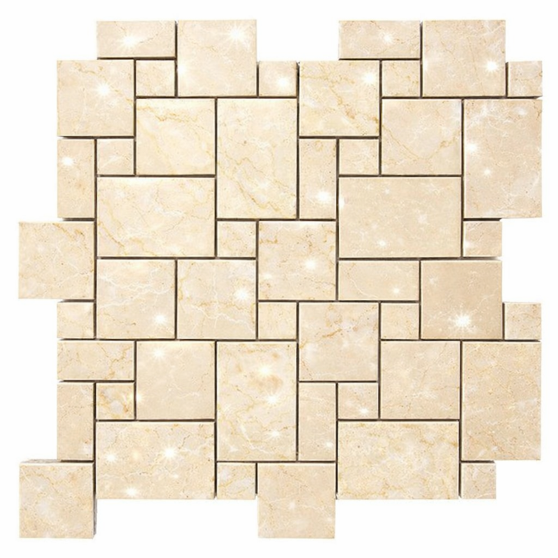 Crema Marfil (Spanish) Marble Cream Polished Mosaic Mini-Versailles Pattern