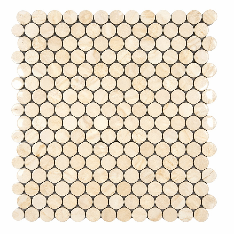 Crema Marfil (Spanish) Marble Cream Polished Penny-Round Mosaic